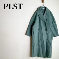 PLST　プラステ　ウールナイロンリバーコート　華奢見え　サイズS　グリーン系