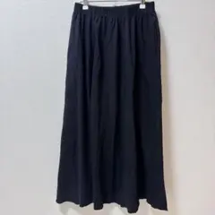 美品★ブラック　フレアロングスカート ゴムウエスト【フリー】　大人女子　デート
