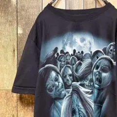 《クセ強デザイン》ROCKEAGLE 黒☆Tシャツ M デカロゴ h1181-1