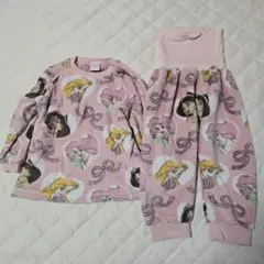 ディズニープリンセス　パジャマ　腹巻きパンツ　フリースモコモコ　100㎝ ピンク