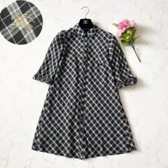 バーバリーブルーレーベル シャツワンピース ホースロゴ ノバチェック 黒 S