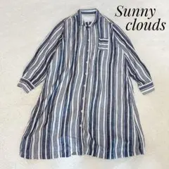 サニークラウズ　シャツワンピース　リネン混　大きいサイズ　3L　ストライプ