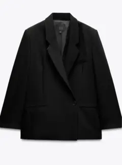 ZARA ザラ ブラック ダブルブレスト テーラードジャケット jp EU 46
