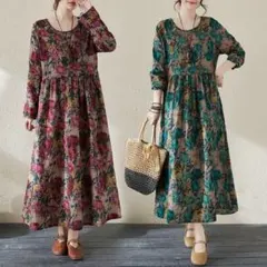 みーねこ様専用　レトロ　ナチュラル　総柄　花柄　カジュアル　体型カバー