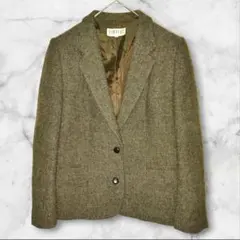 VINVERT ブラウン ツイード テーラードジャケットウール100% フリー