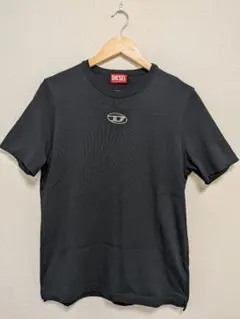 超美品†DIESEL ディーゼル 半袖Tシャツ オーバルD メタルロゴ ブラック