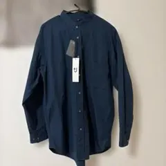 UNIQLO Jネイビー バンドカラー長袖シャツ 未使用タグ付き