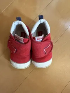 ミキハウス 赤 ベビーシューズ マジックテープ
