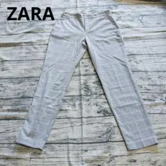 【美品】ZARA BASIC　グレーチェックパンツ　テーラードパンツ　ザラ