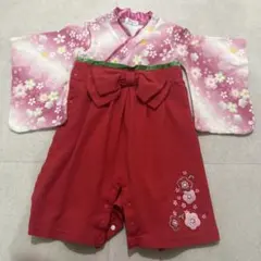 ベビー用 花柄 袴ロンパース 80cm（お正月・お食い初め・初節句などに）