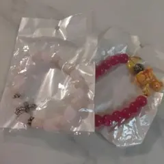 天然石風 ブレスレット 2点セット ピンク レッド
