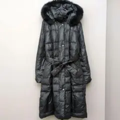MONGRE ロングコート フェイクファー付き ネイビー - メルカリ