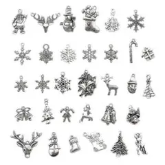【50個セット】クリスマスチャーム 冬 シルバー カン付き アクセサリーパーツ