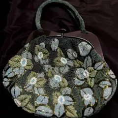最終値下　和装バッグ 総ビーズバッグ 花柄刺繍バッグ