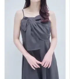 ★未使用に近い★ロングキャミワンピース チャコールグレー Sサイズ 裏地付きのサムネイル