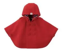【ミキハウス】ベビー ポンチョ コート 赤 70-90