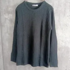 【PARK GIRL】黒のシンプルニット　チュニック丈　L　着丈65