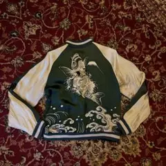 Vintage リバーシブル スカジャン 鯉刺繍 和柄 古着 短丈