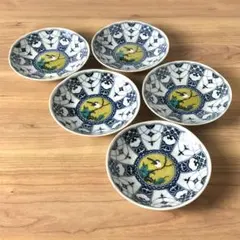 SALE！古伊万里 染付 色絵 金彩 花鳥文 丸皿 （21.5cm）4枚セット