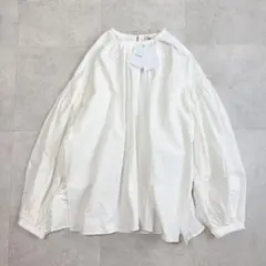 美品✨Scye コットンポプリン パフスリーブブラウス 定価3.5万 40 白 