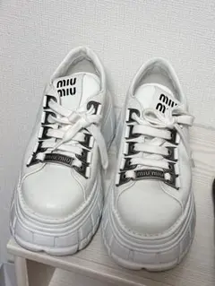 新品未使用】Miu Miu ダブルレース厚底キャンバスシューズ 36.1/2 