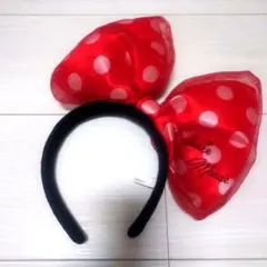 ミニーマウス風 赤い水玉リボンカチューシャ