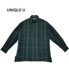 ユニクロU フランネルチェックシャツ 長袖 メンズM グリーン オーバーサイズ