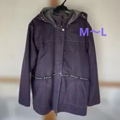 レディース　取り外し可能フード付きパープルジャケット　カジュアルM〜L
