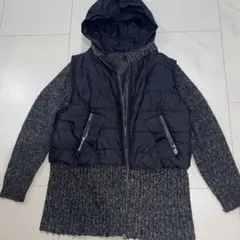 黒フード付き ダウンベスト