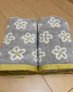 フェイスタオル　花柄　フラワー　グレー　北欧