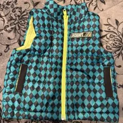 JUNK STORE 中綿ベスト 90㎝ チェック柄 フード付き 防寒 子供服