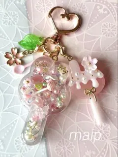 シャカシャカキーホルダー＊うさぎロリポップ　桜ピンク＊シェイカー