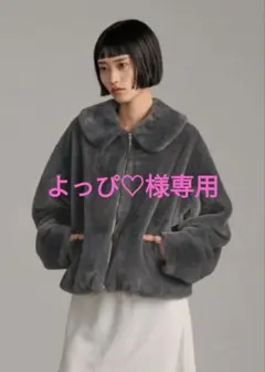 LOWRYS FARM ファーブルゾン　チャコールグレー　美品