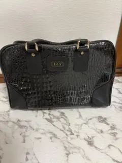 L&Sクロコダイル風ブラックハンドバッグ