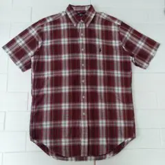 Ralph Lauren ラルフローレン　赤M 半袖チェックシャツ　ボタンダウン