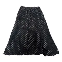 【美品】GU ジーユー　水玉模様 フレアスカート Lサイズ　ドット柄　ブラック