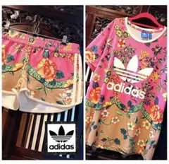 アディダス セットアップ Tシャツ レギンス パンツ ジャージ ピンク 花柄