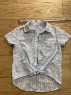 水色ストライプ 半袖シャツ 130サイズ