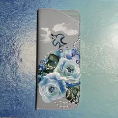 爽やかなメガネケース　トールペイント　手書き　ハンドメイド　ブルーローズ　涼