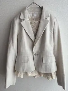 ◆アイボリー テーラードジャケット ビジュー付き◆ラメ　フォーマル　入学式　白