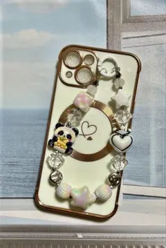 ハンドメイド パンダデザイン スマホストラップ