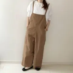 サマンサモスモスブルー コットンリネン バックリボン サロペット ワイドパンツのサムネイル
