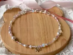 No. 202 『ピンクの魔法』　ワイヤーチョーカー　天然石　ハンドメイド