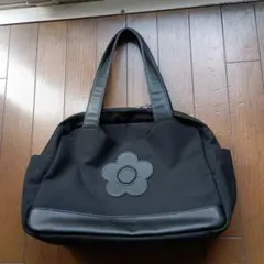 [美品] MARY QUANT 黒 フラワーロゴ トートバッグ
