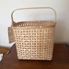無印良品 竹材 四つ目編み持ち手付きかご ハーフ 大のサムネイル
