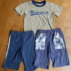 130cm Tシャツ ハーフパンツ まとめ売り 男の子 3点セット