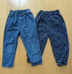 キッズ ロングパンツ 2点セット デニム 花柄