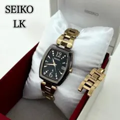 【稼働】SEIKO LUKIA 電波ソーラー デイト 黒文字盤 腕時計 コンビ