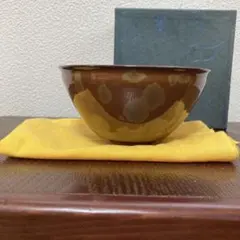 【新品・共箱付】京焼 清水焼 花結晶 抹茶碗（金花/茶系）伝統工芸のサムネイル