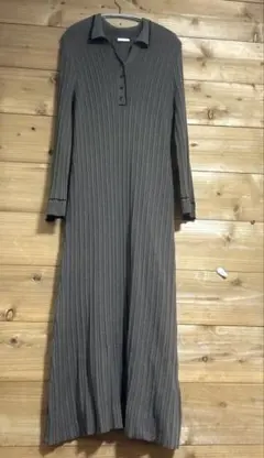 GU ブラウン リブ編み ロングワンピース